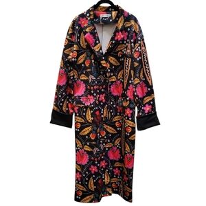 Order Plus Black Floral Graphic  Long Maxi Duster Coat XL